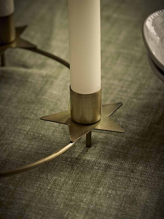 Antique Brass Round Candle Holder