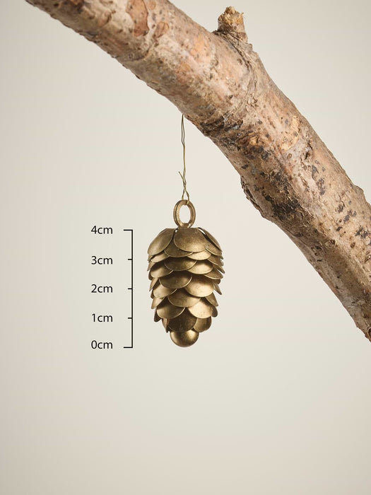 Four Hanging Brass Pine Cones