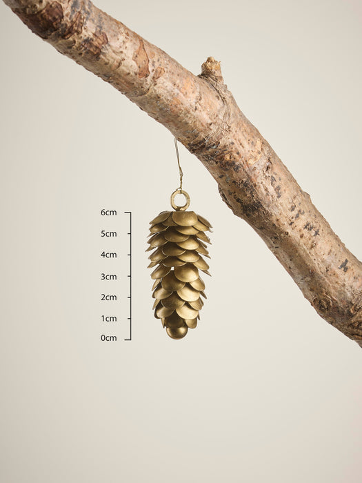 Four Hanging Brass Pine Cones