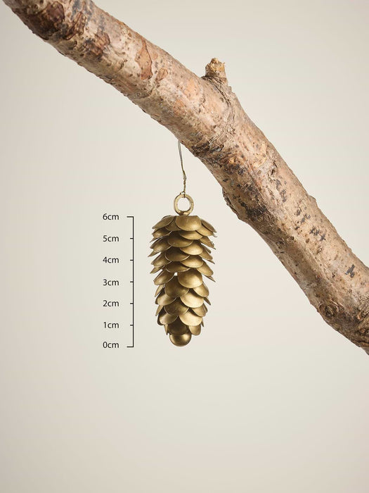 Four Hanging Brass Pine Cones