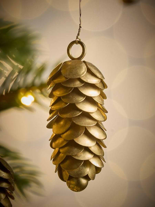 Four Hanging Brass Pine Cones