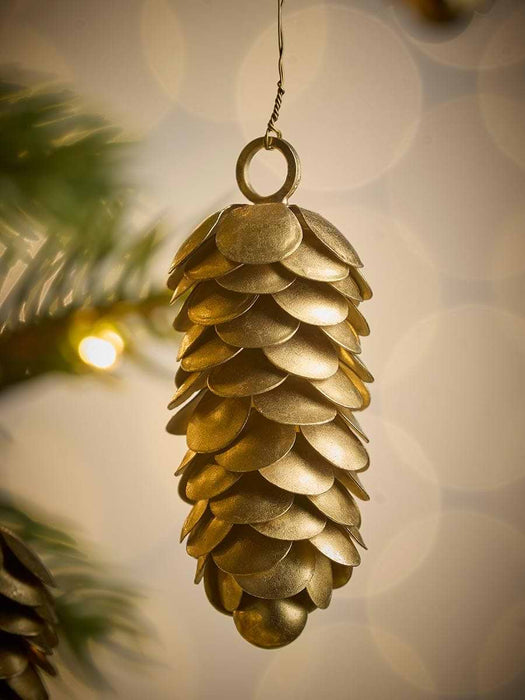 Four Hanging Brass Pine Cones