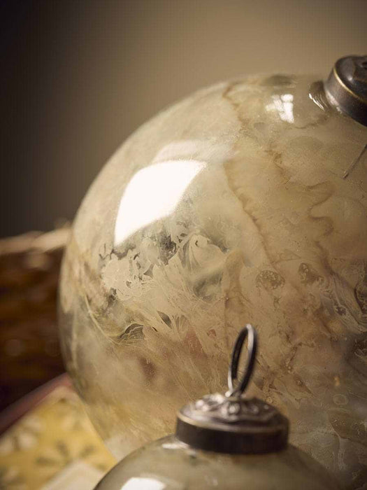 Three Beautiful Glass Marble Effect Baubles - Amber