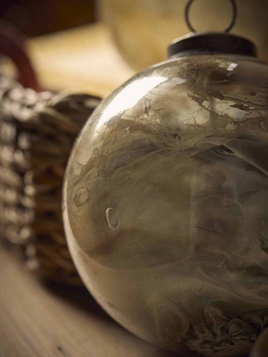 Three Beautiful Glass Marble Effect Baubles - Amber