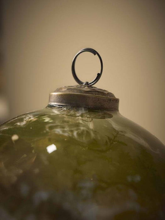Three Beautiful Glass Marble Effect Baubles - Dark Green