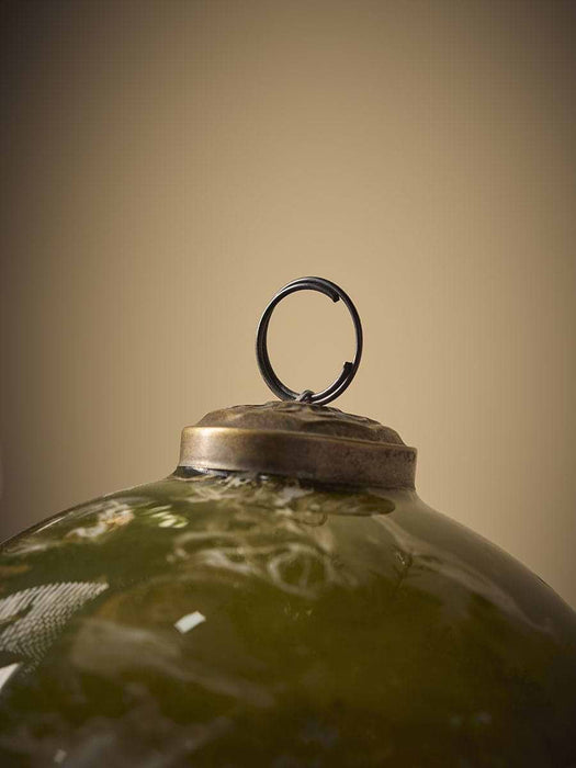 Three Beautiful Glass Marble Effect Baubles - Dark Green