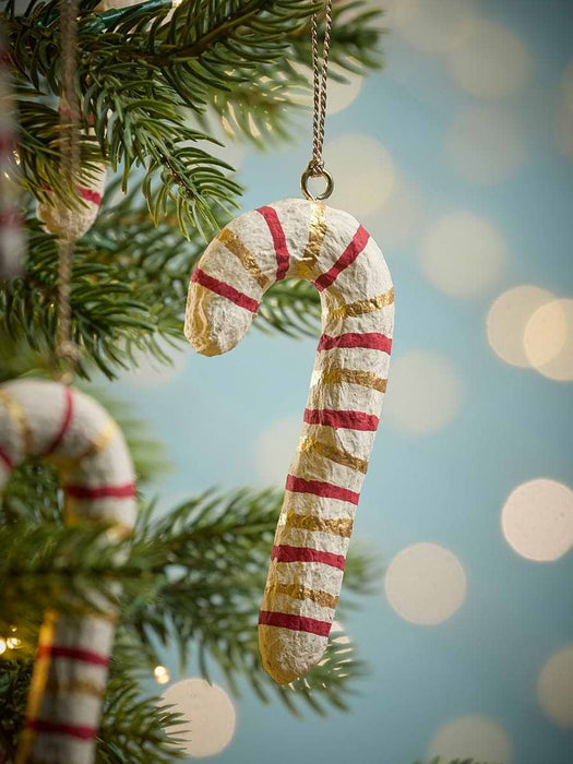 Six Paper Mache Candy Canes