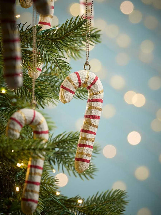 Six Paper Mache Candy Canes
