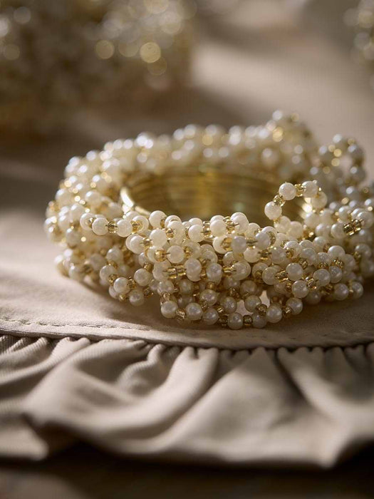 Four Pearl Beaded Napkin Rings