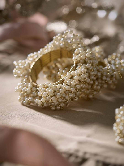 Four Pearl Beaded Napkin Rings