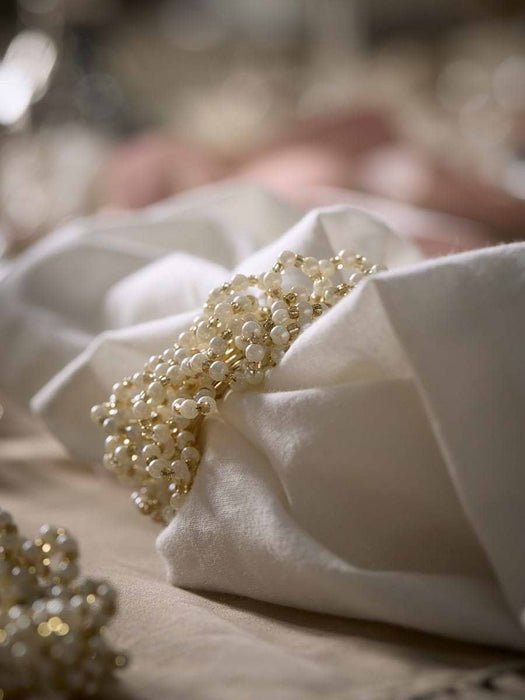 Four Pearl Beaded Napkin Rings