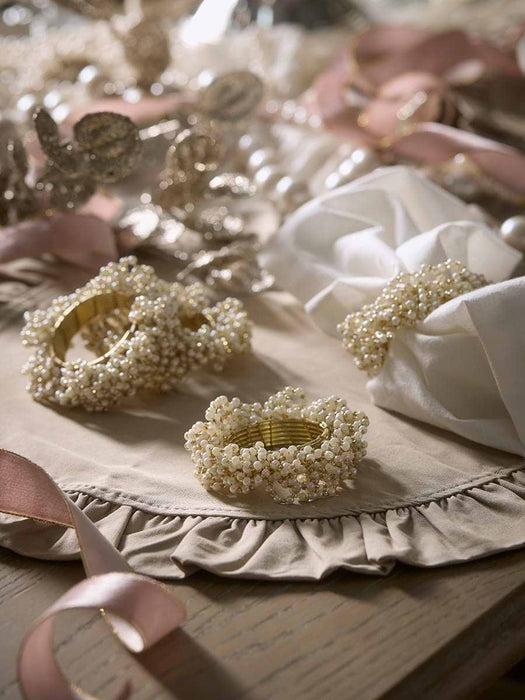 Four Pearl Beaded Napkin Rings