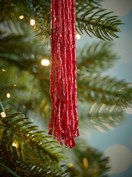 Three Red Beaded Tassels