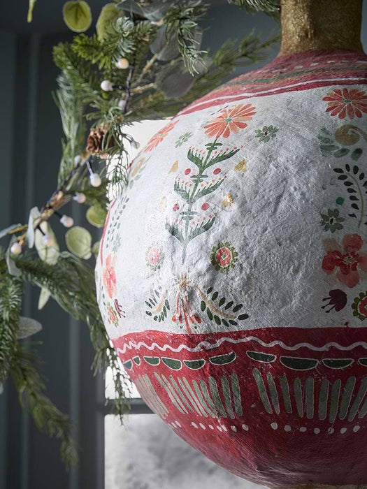 Rustic Noel Paper Mache Bauble -Extra Large