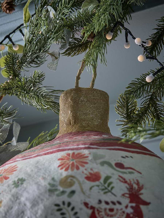 Rustic Noel Paper Mache Bauble -Extra Large