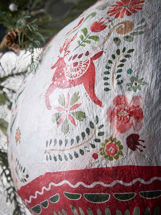 Rustic Noel Paper Mache Bauble -Extra Large