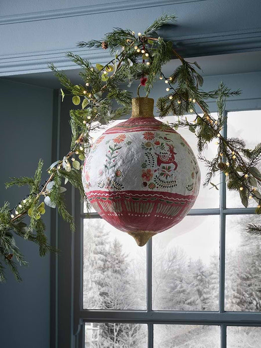 Rustic Noel Paper Mache Bauble -Extra Large