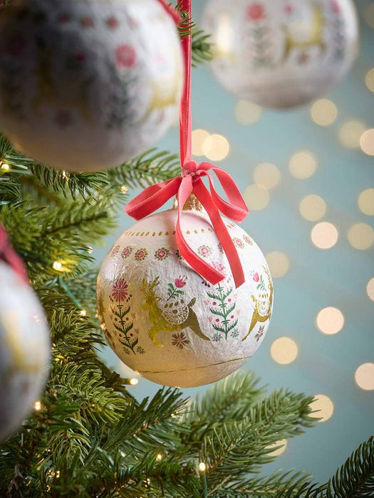 Four Reindeer Paper Mache Baubles