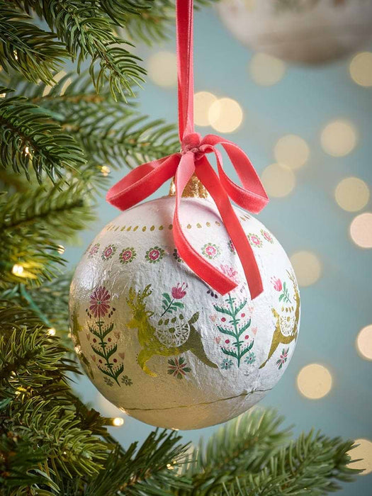 Four Reindeer Paper Mache Baubles
