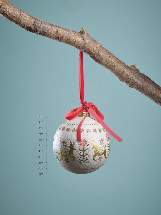 Four Reindeer Paper Mache Baubles