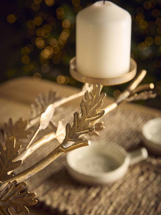 Winter Leaf Branch Candle Holder