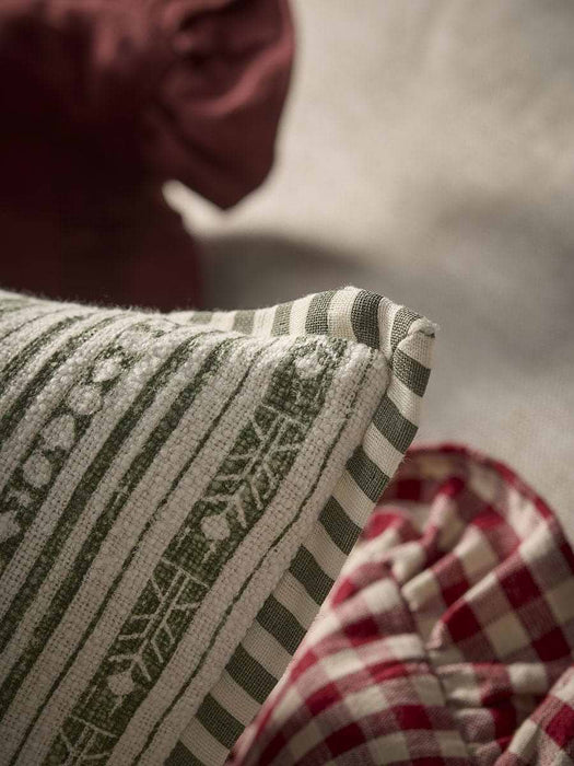 Festive Stripe Cushion- Green