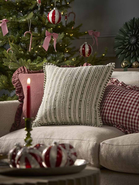 Festive Stripe Cushion- Green