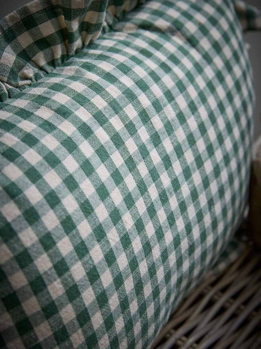 Gingham Ruffle Rectangle Cushion - Green