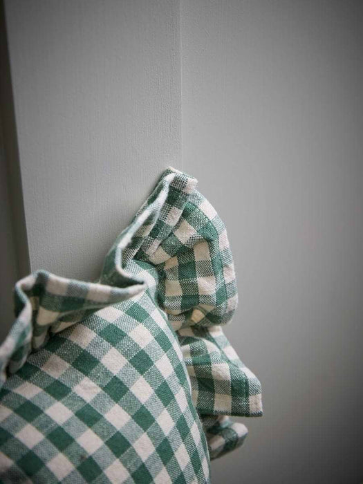 Gingham Ruffle Rectangle Cushion - Green