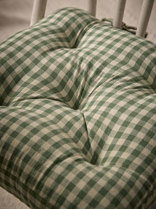 Cotton Gingham Seat Pad- Green