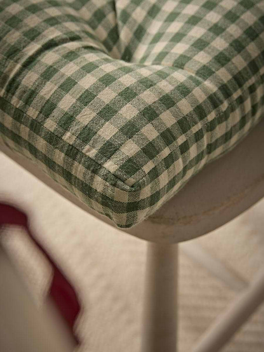 Cotton Gingham Seat Pad- Green