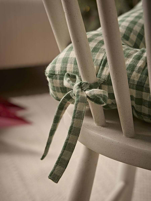 Cotton Gingham Seat Pad- Green
