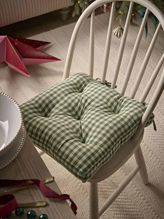 Cotton Gingham Seat Pad- Green