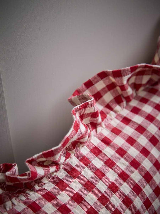 Gingham Ruffle Rectangle Cushion - Red