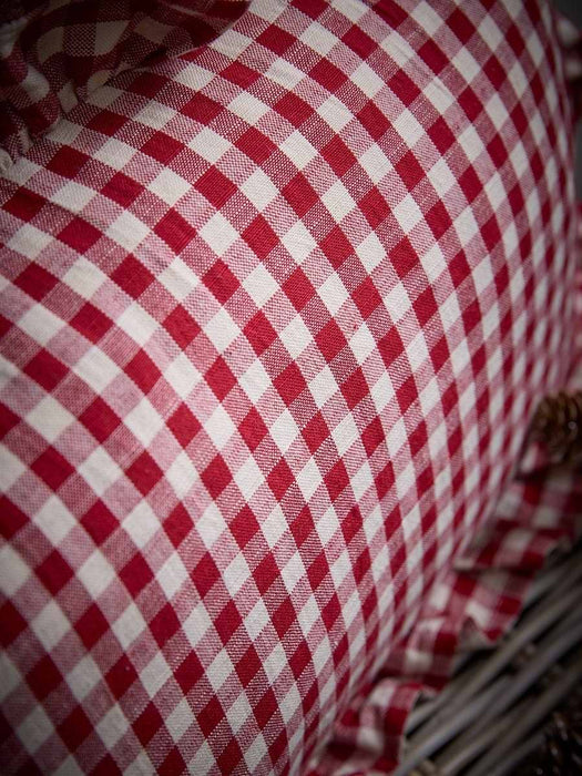 Gingham Ruffle Rectangle Cushion - Red
