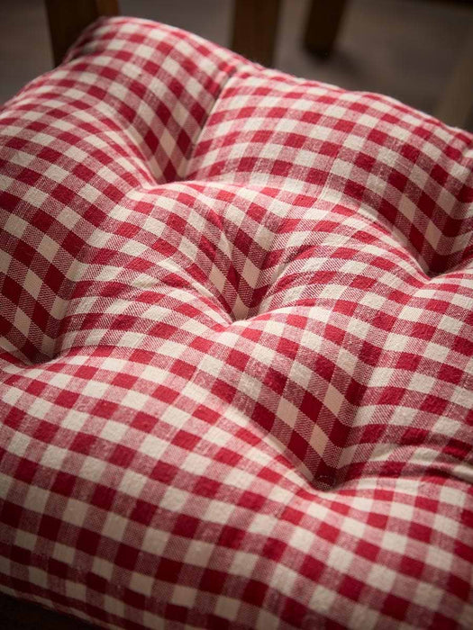Cotton Gingham Seat Pad- Red