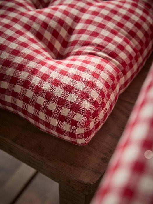Cotton Gingham Seat Pad- Red