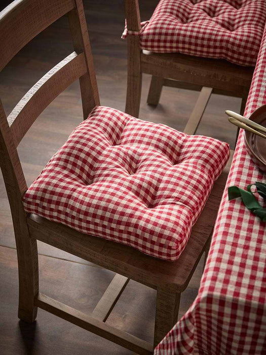 Cotton Gingham Seat Pad- Red