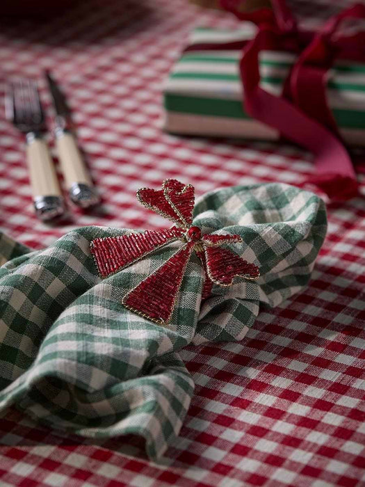 Four Beaded Bow Napkin Rings
