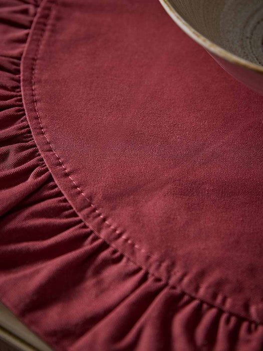Four Ruffle Edge Placemats - Dark Red