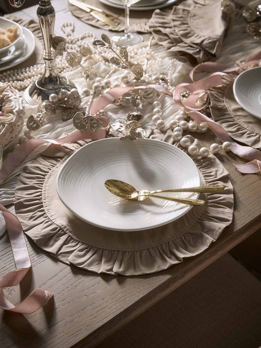 Four Ruffle Edge Placemats - Beige