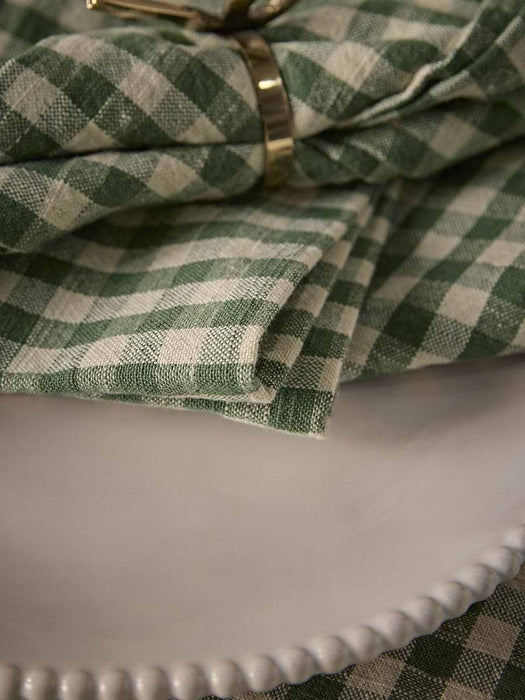 Four Cotton Gingham Napkins - Green