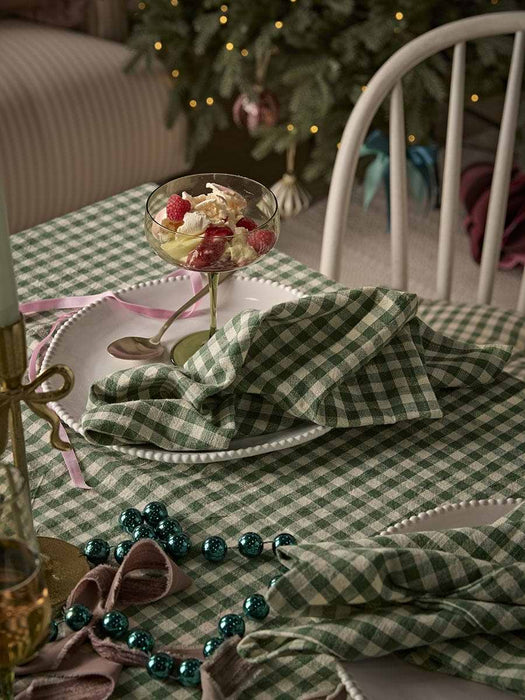 Four Cotton Gingham Napkins - Green