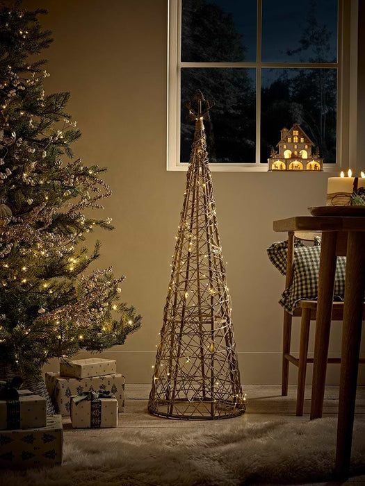 Cylindrical Wicker Cone LED Christmas Tree - Small