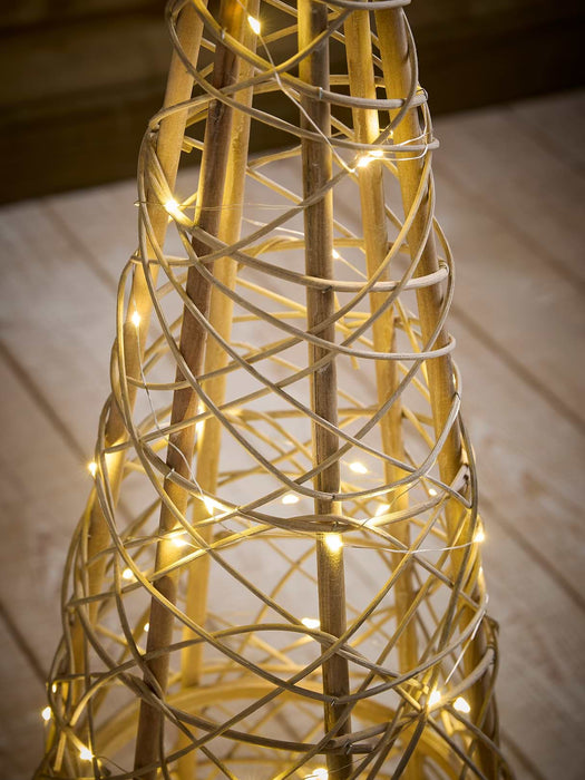 Cylindrical Wicker Cone LED Christmas Tree - Large