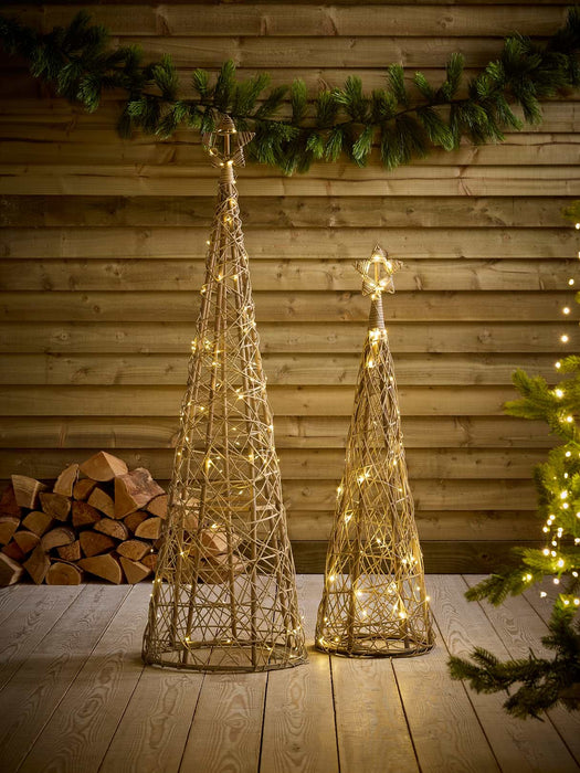 Cylindrical Wicker Cone LED Christmas Tree - Large