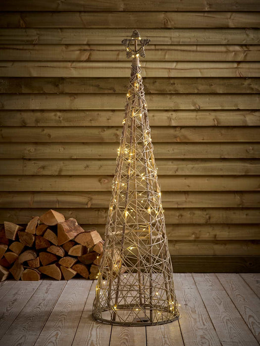 Cylindrical Wicker Cone LED Christmas Tree - Large