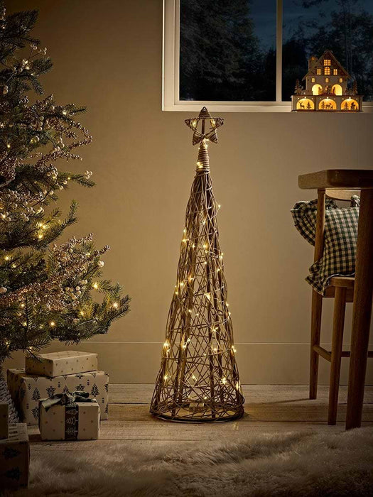 Cylindrical Wicker Cone LED Christmas Tree - Large