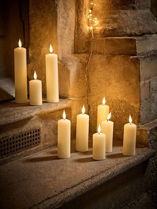 Nine Slim Pillar Faux Candles