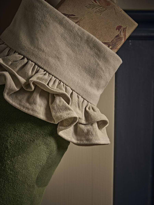 Velvet Ruffle Stocking - Green